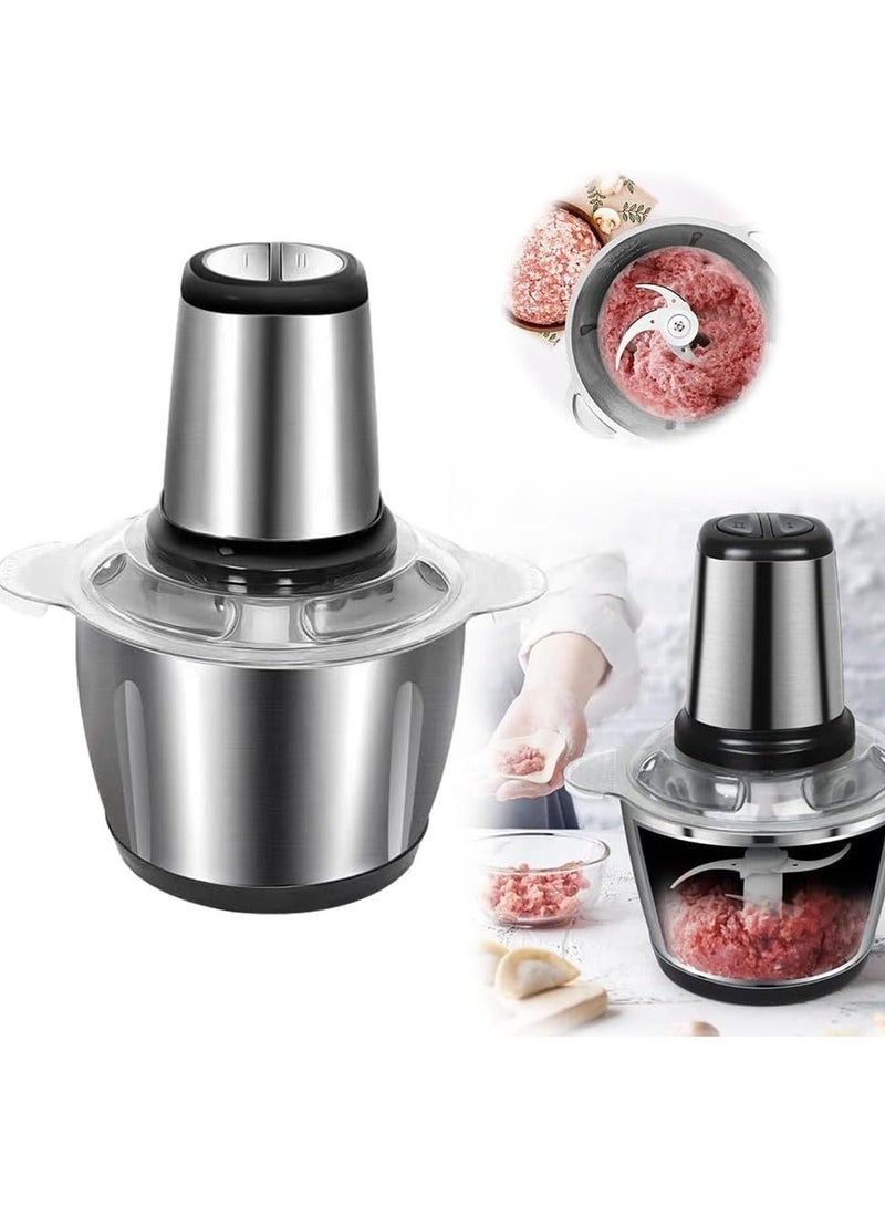 مفرمة لحم كهربائية 3 لتر من الفولاذ المقاوم للصدأ للاستخدام المنزلي، مفرمة ثوم وبصل وخضراوات - Image 3